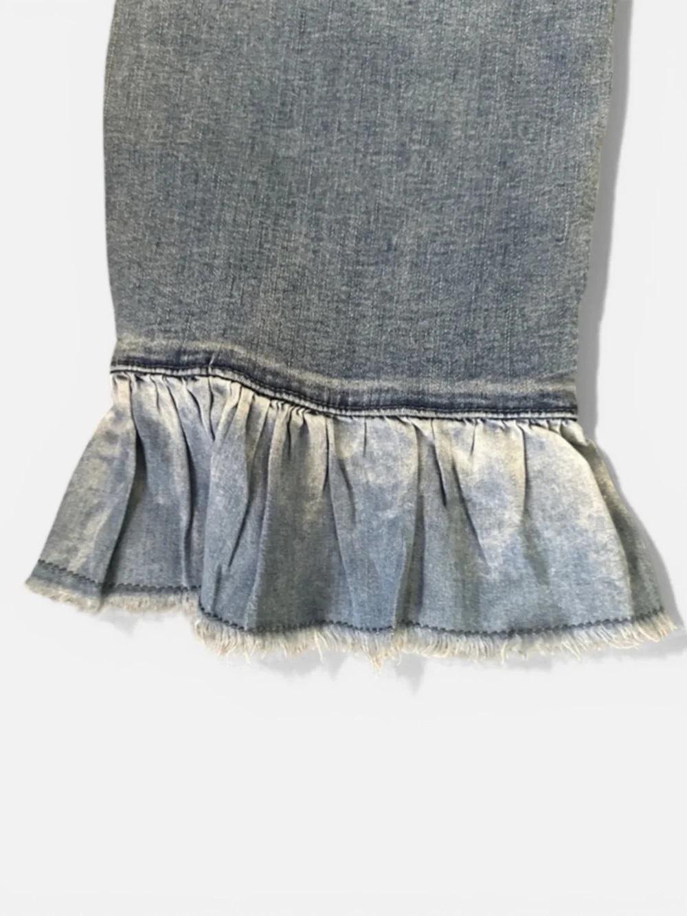 Est 1946 Denim High Rise Wash Crop Jeans Flouncy Frayed Hem Women’s Sz 14 - Picture 5 of 10